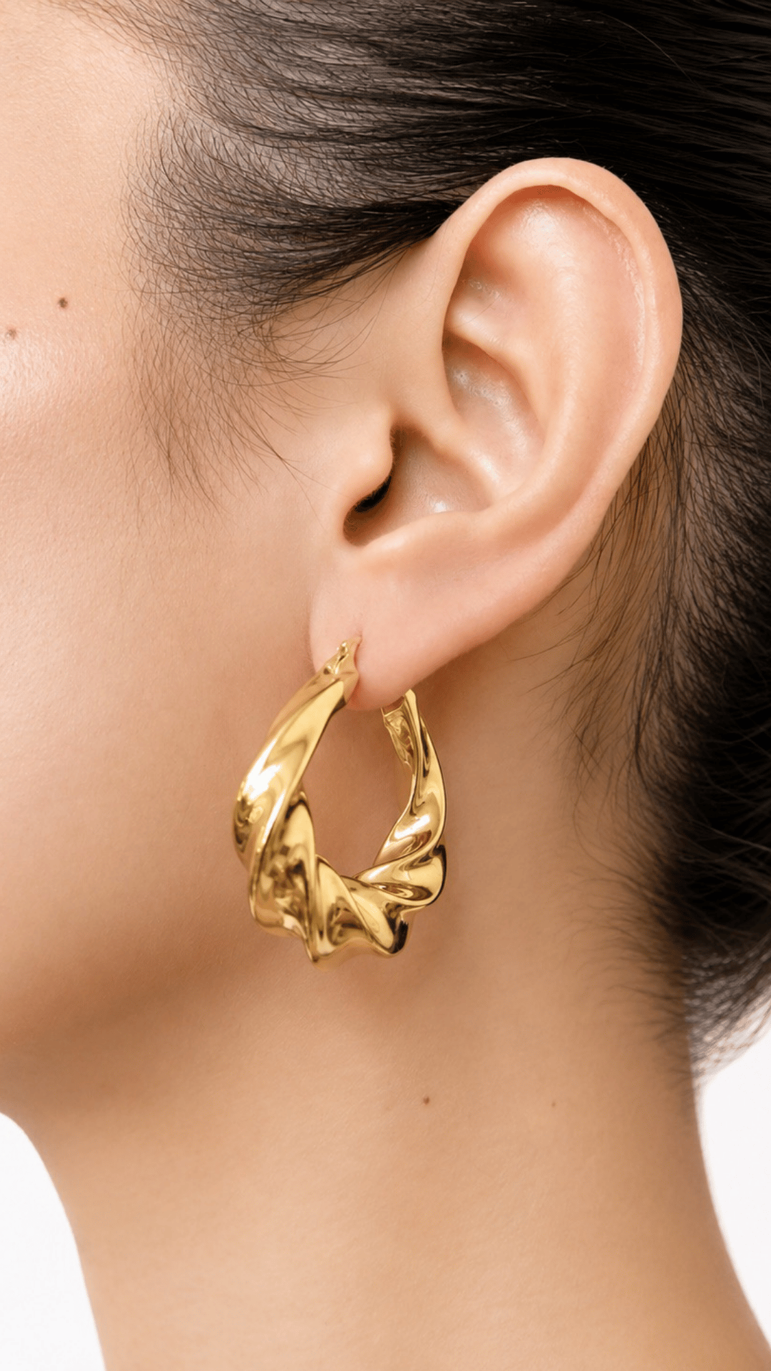 Twisted Croissant Electroform Hoop Earrings