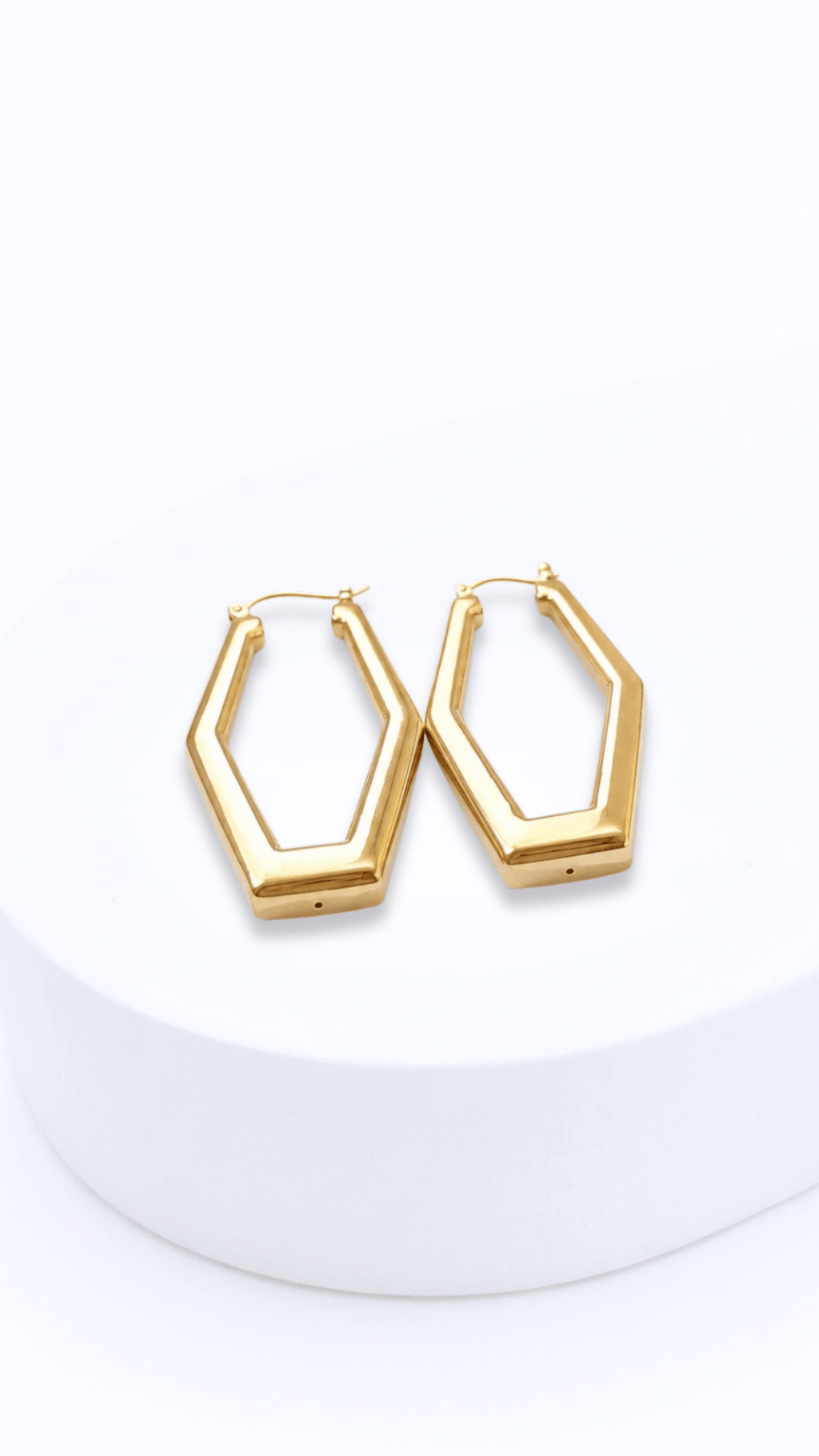 Elongated Hexagon Hoop Earrings Electroform
