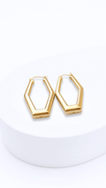 Elongated Hexagon Hoop Earrings Electroform