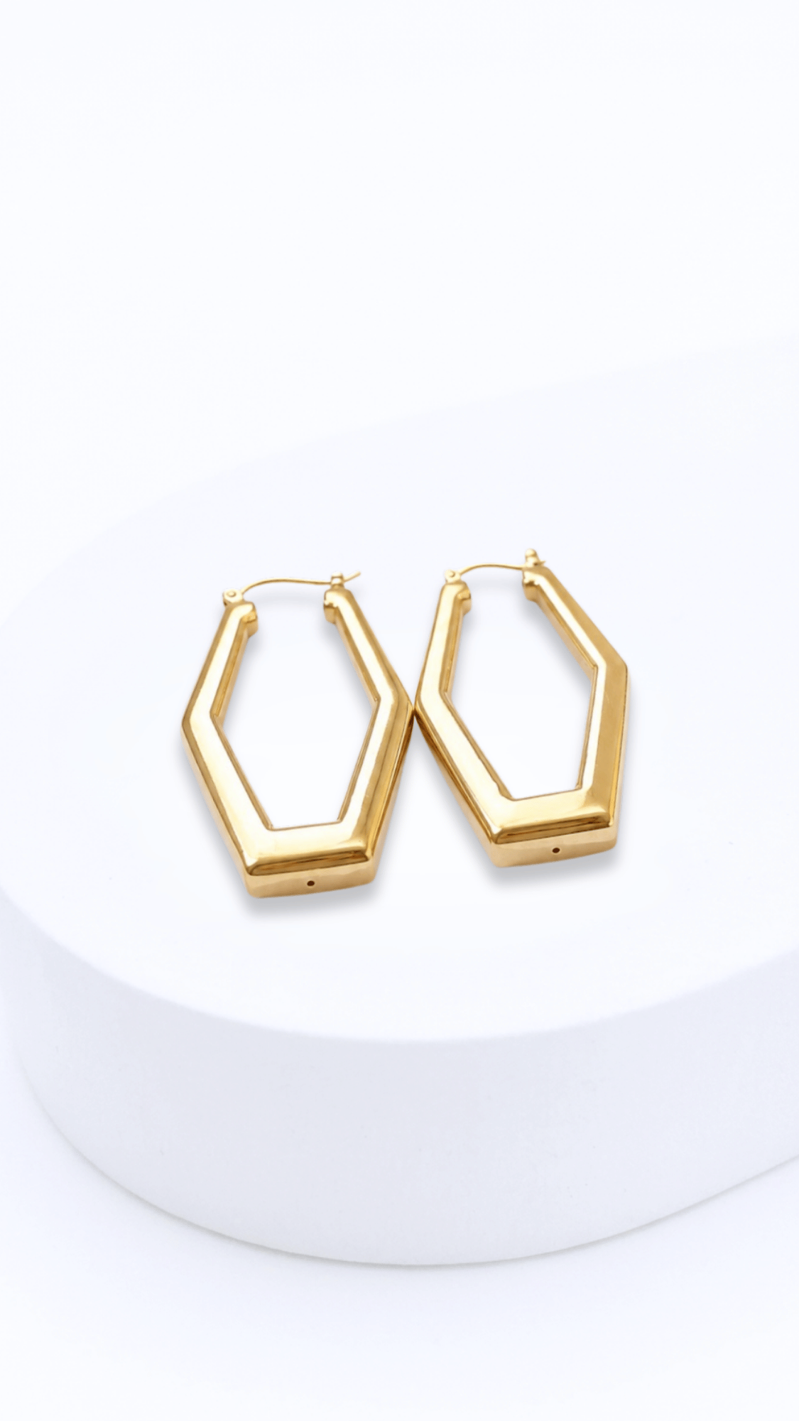 Elongated Hexagon Hoop Earrings Electroform