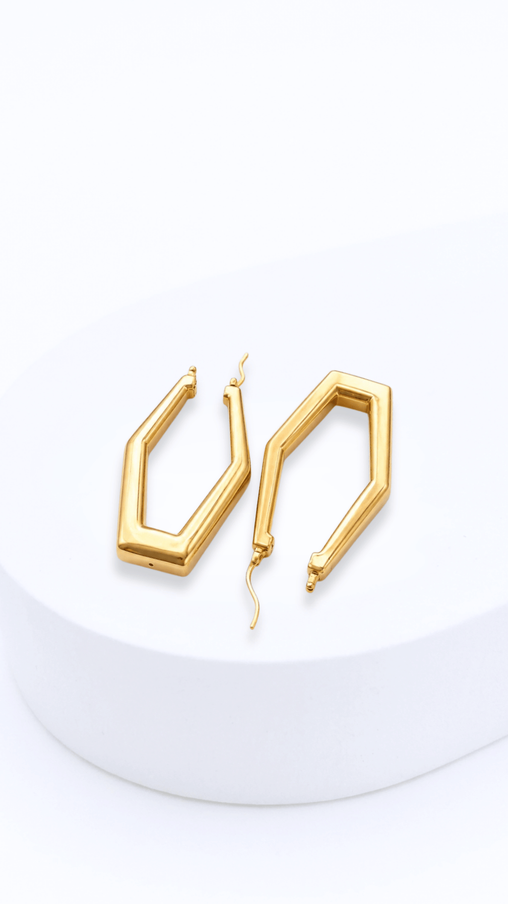 Elongated Hexagon Hoop Earrings Electroform