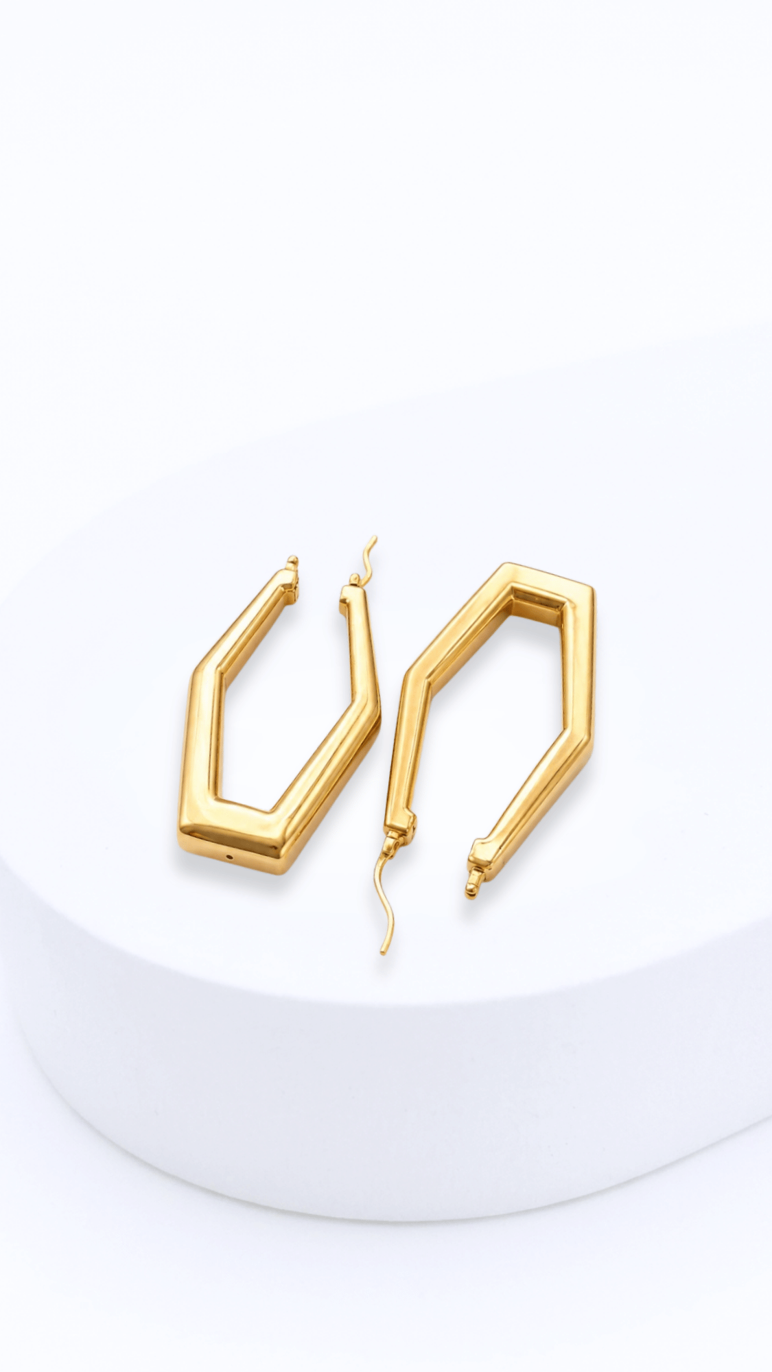 Elongated Hexagon Hoop Earrings Electroform