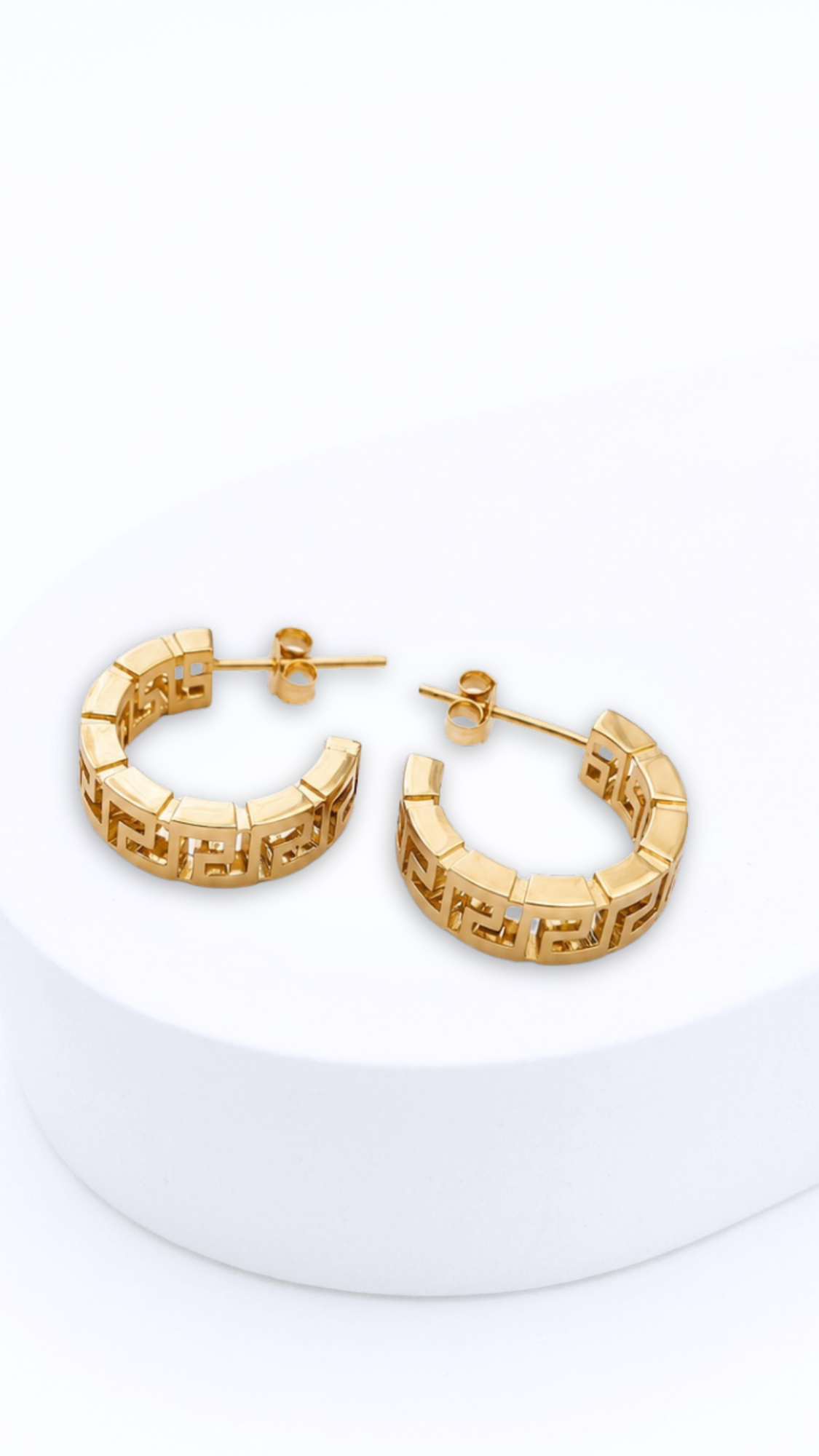 Greek Meander Hoop Earrings