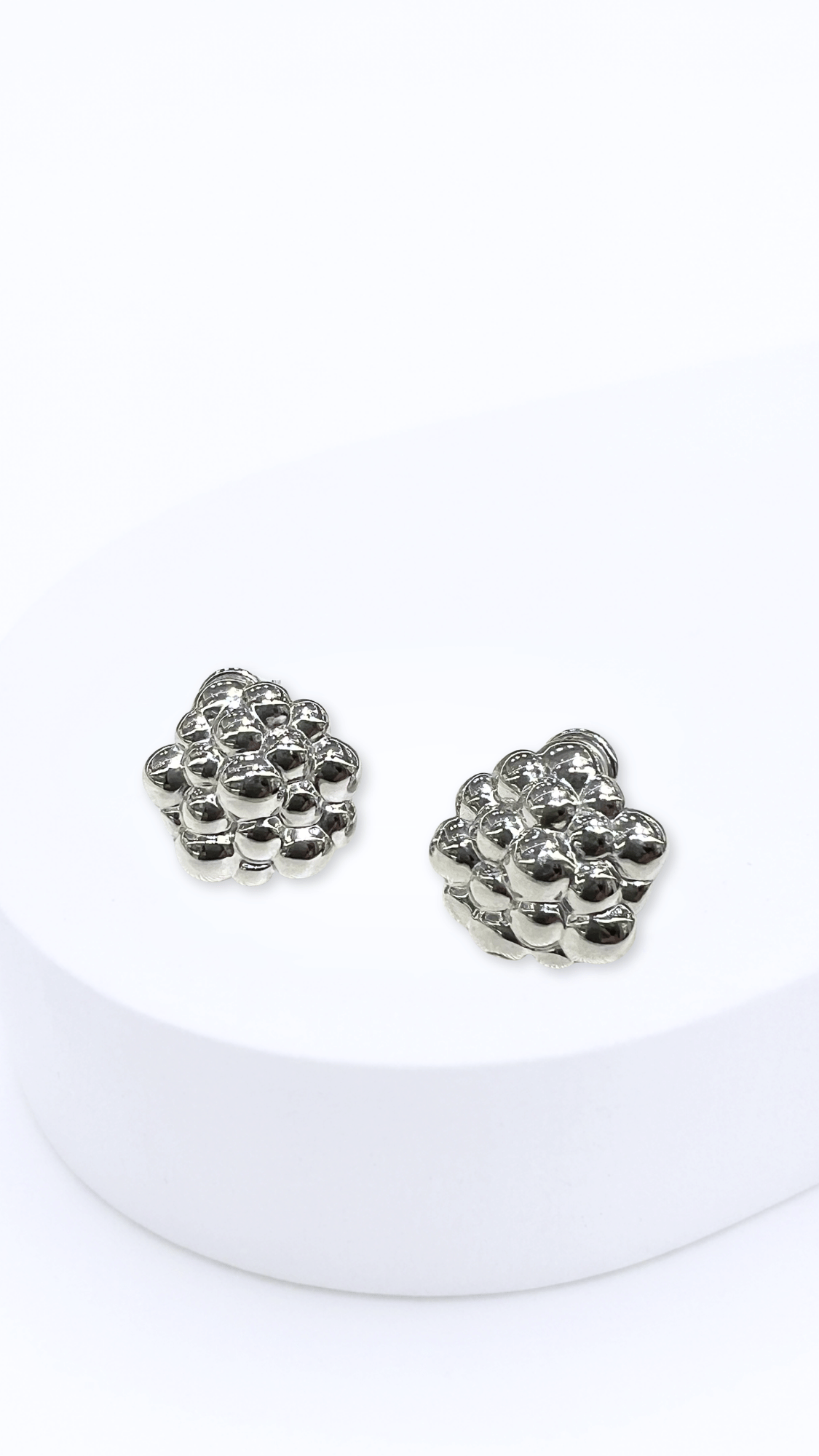 Bubble Bouquet Electroform Clip-Type Earrings White Gold