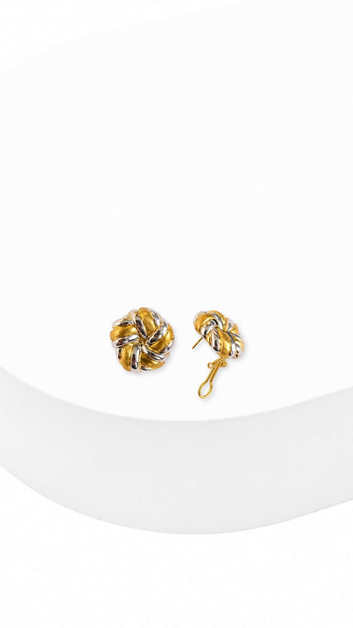 Round Ribbon Electroform Earrings Two-Tone