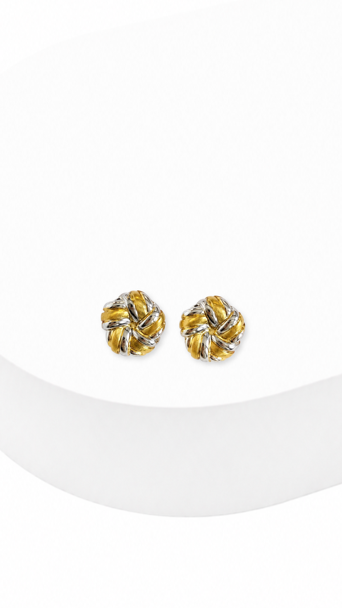 Round Ribbon Electroform Earrings Two-Tone