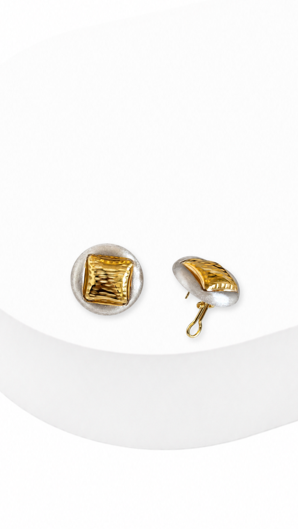 Half-Button Electroform Earrings Two-Tone