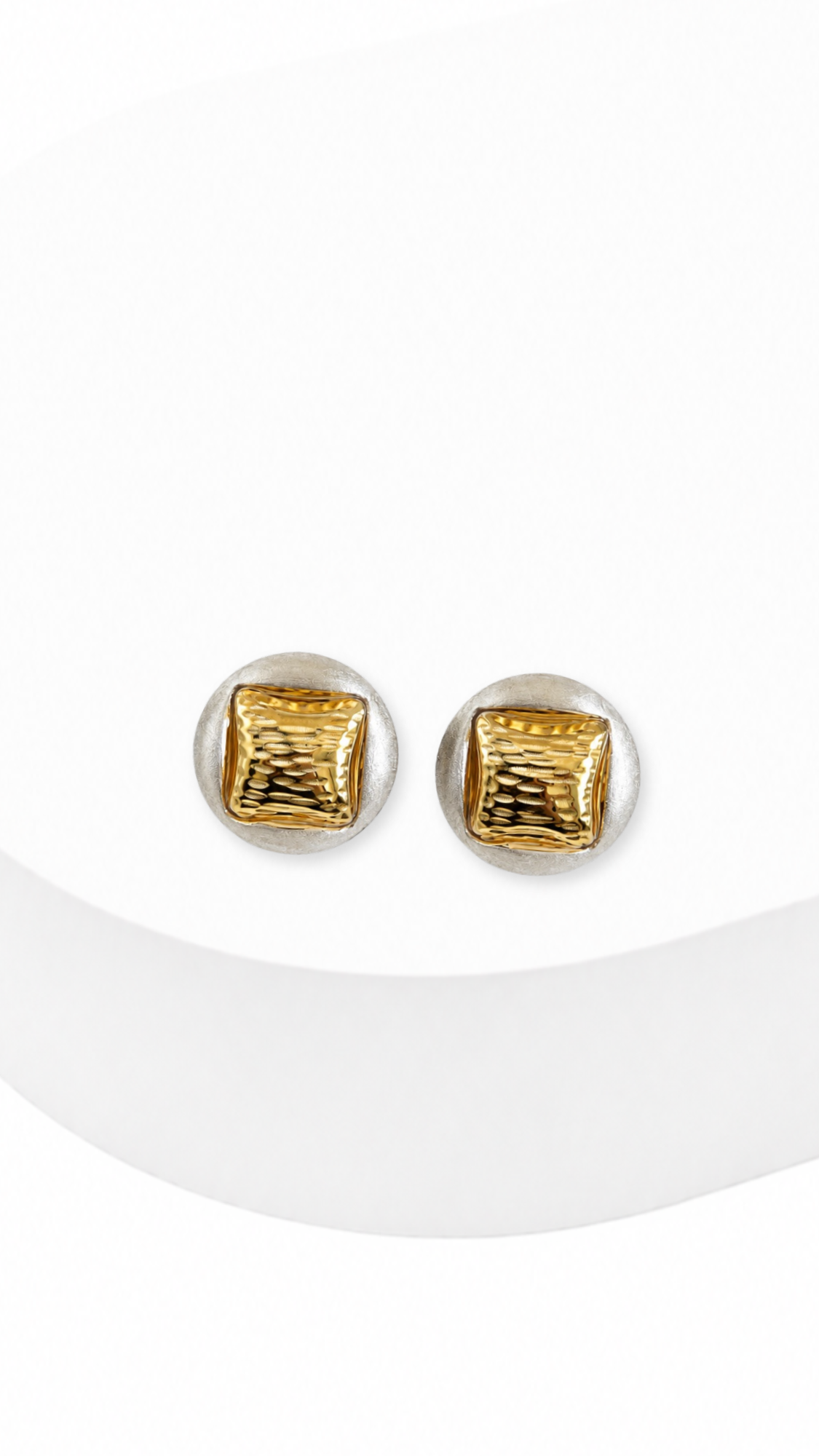 Half-Button Electroform Earrings Two-Tone