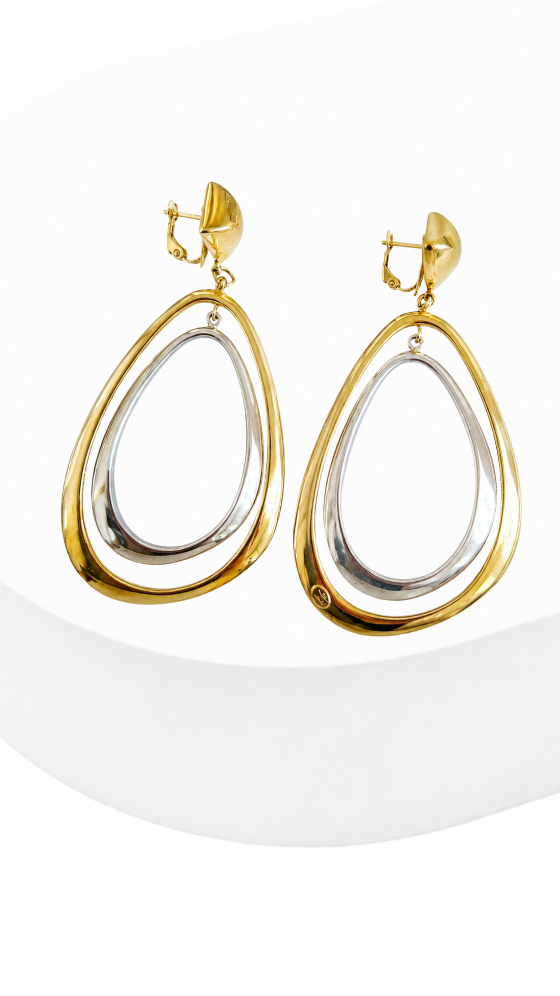Triangular Electroform Dangling Earrings Two-Tone