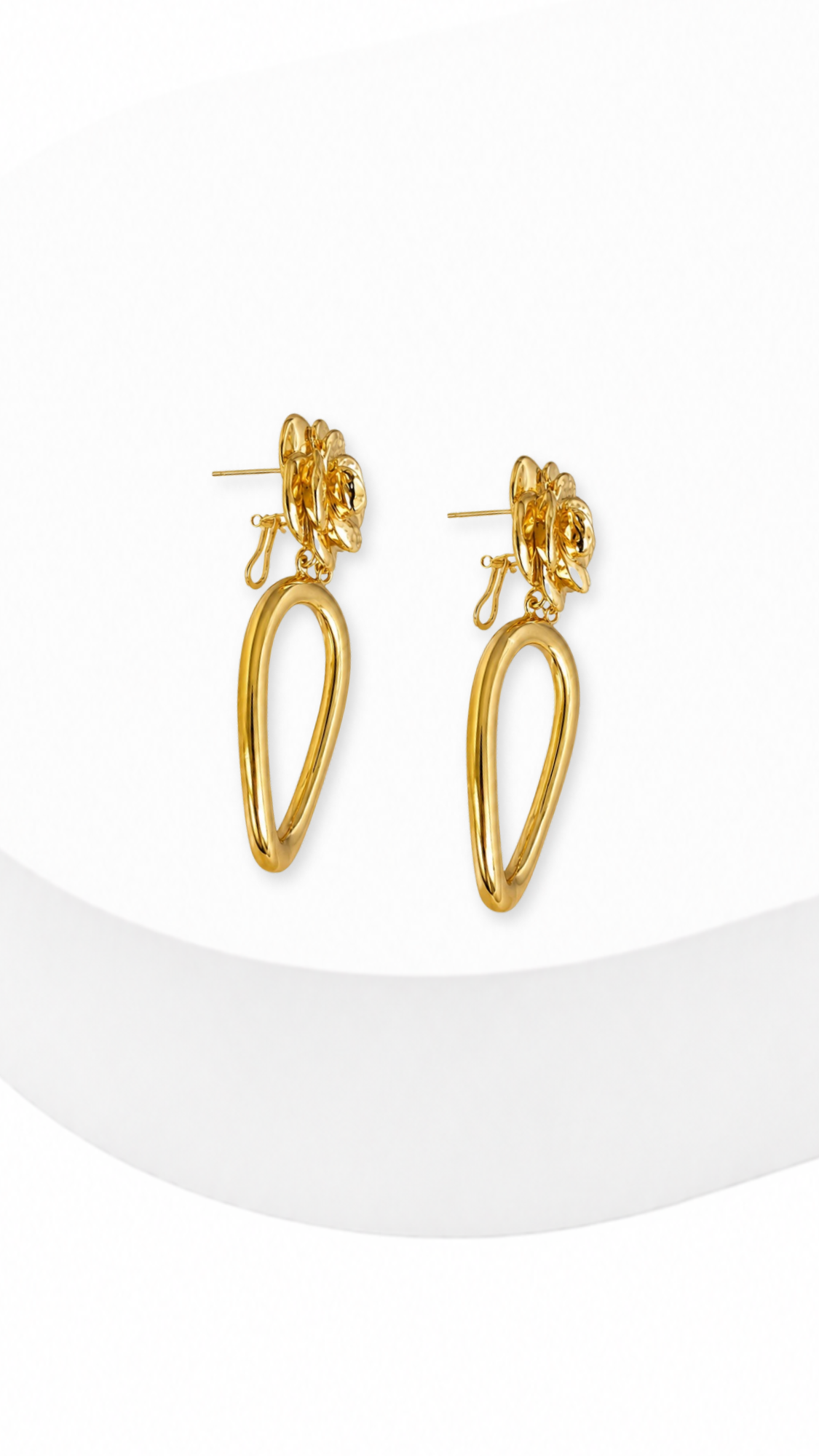 Flower Oval Electroform Dangling Earrings