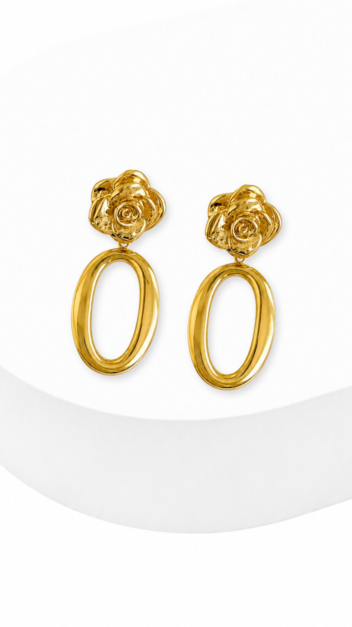 Flower Oval Electroform Dangling Earrings