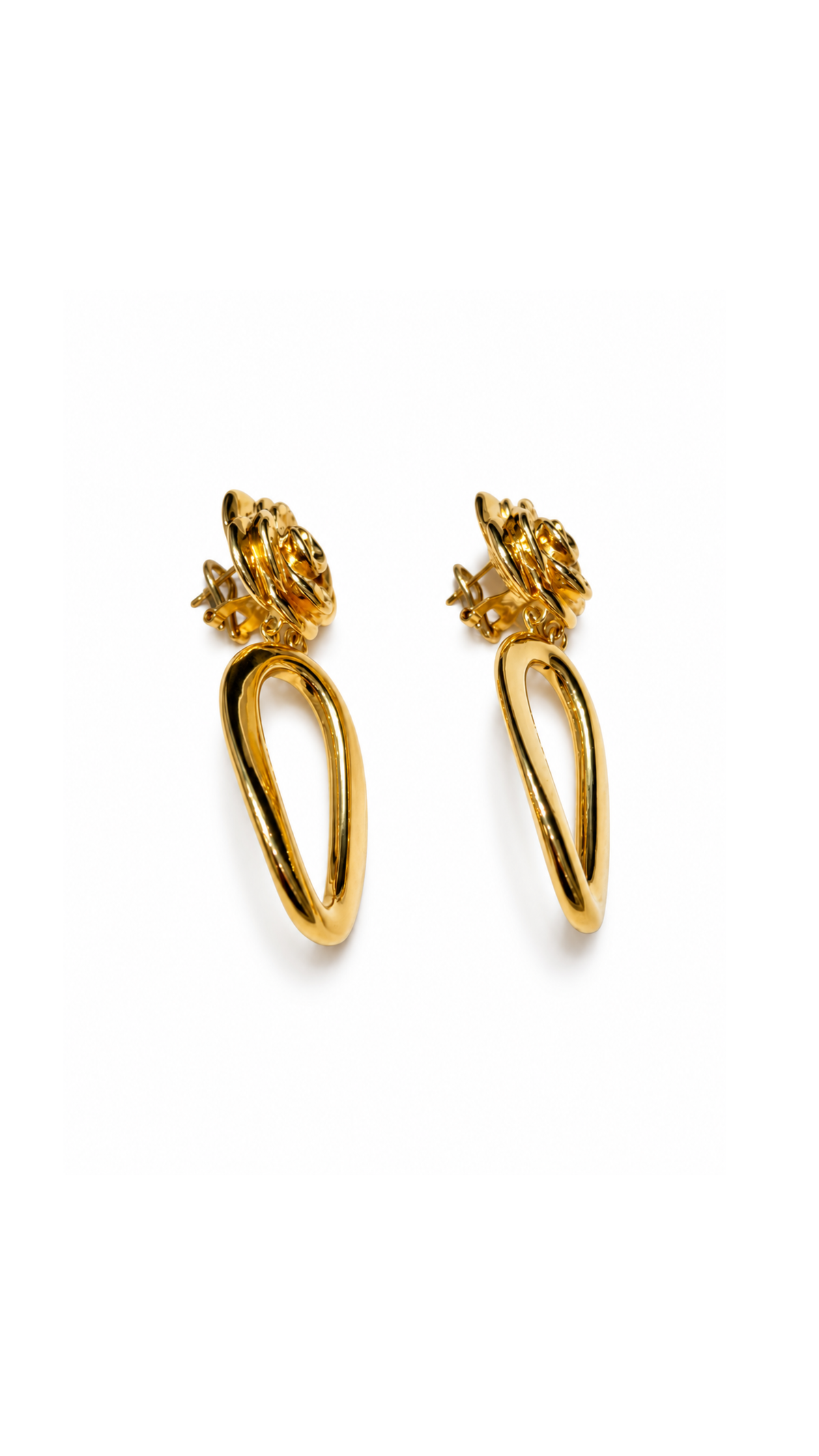 Flower Oval Electroform Dangling Earrings