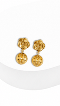 Flower Ball With Design Electroform Dangling Earrings