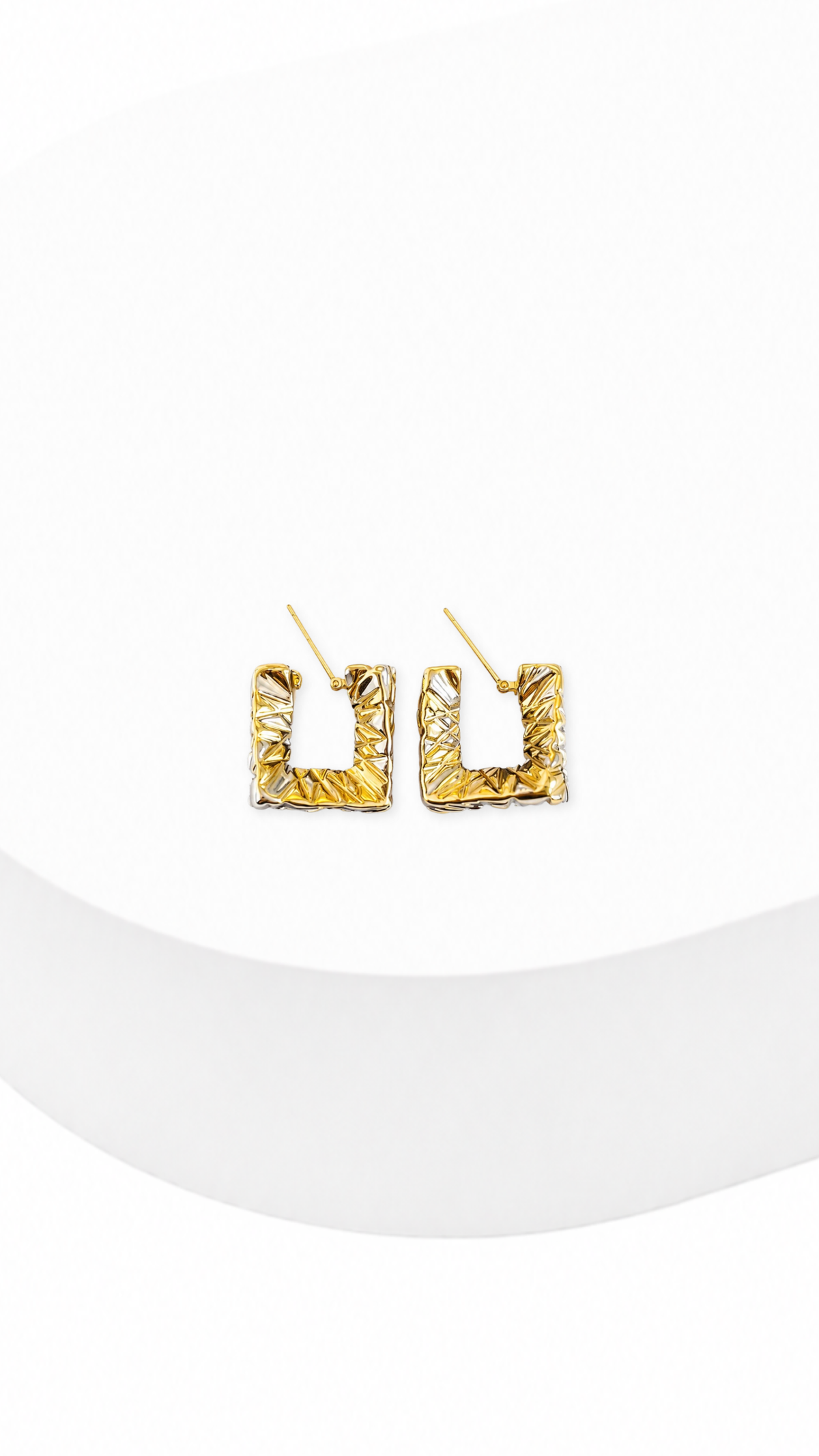 Square Moseque Electroform Earrings Two-Tone