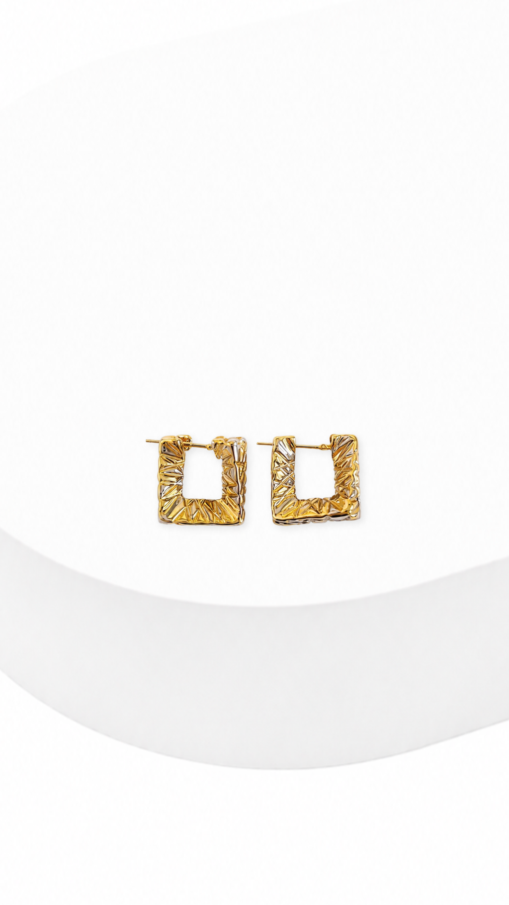 Square Moseque Electroform Earrings Two-Tone