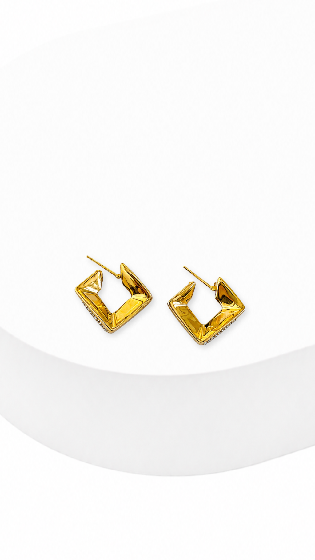 Square With Lines Electroform Earrings Two-Tone