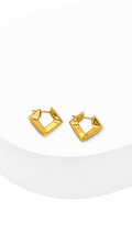 Square With Lines Electroform Earrings Two-Tone