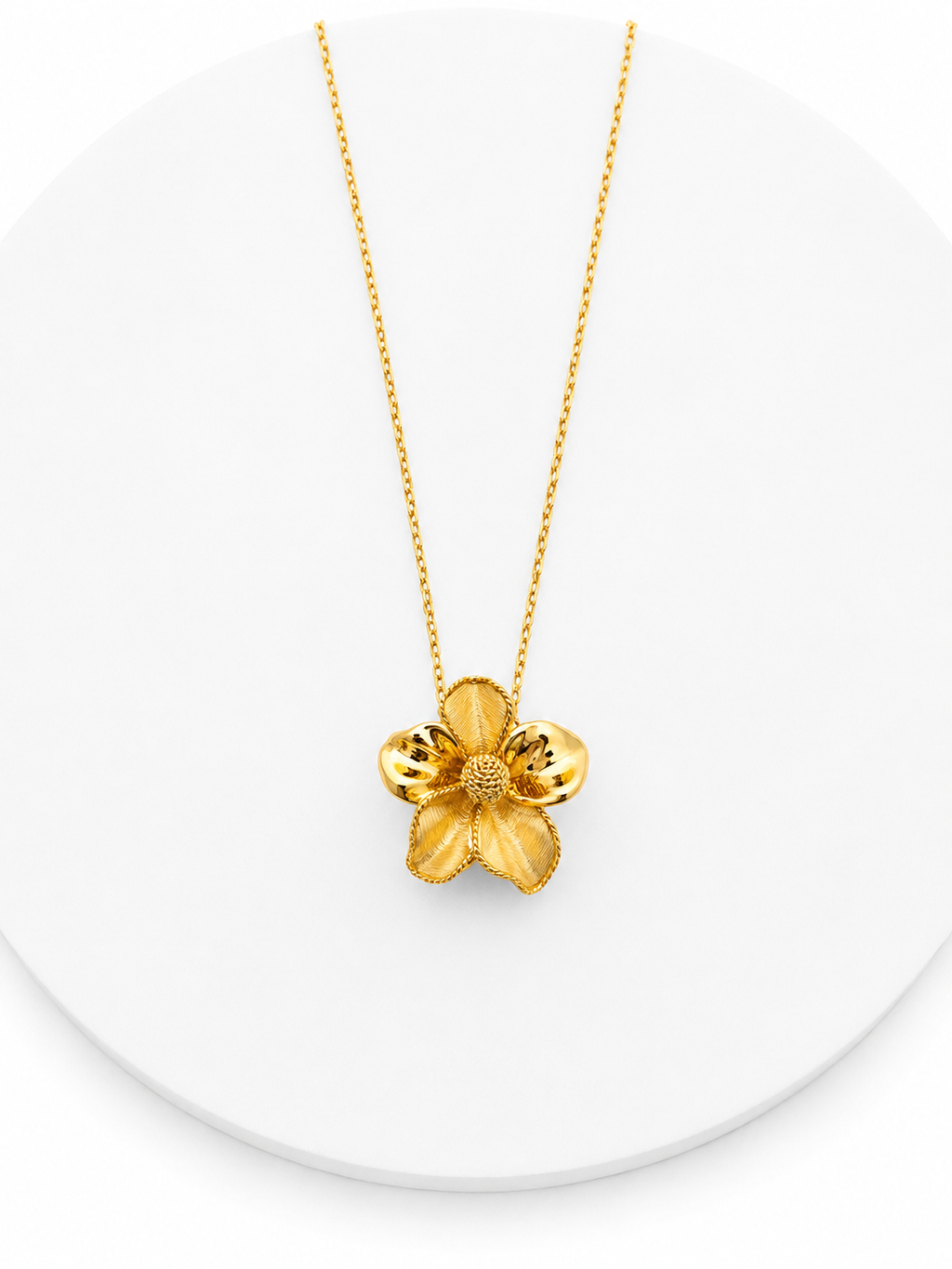 Flower Clip-Type Earrings and Necklace With Pendant Set