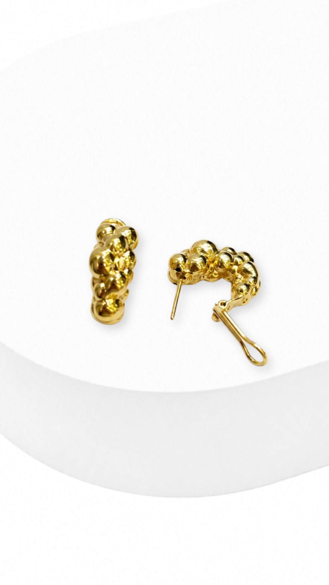 Golden Bubble Bloom Clip Type Earrings