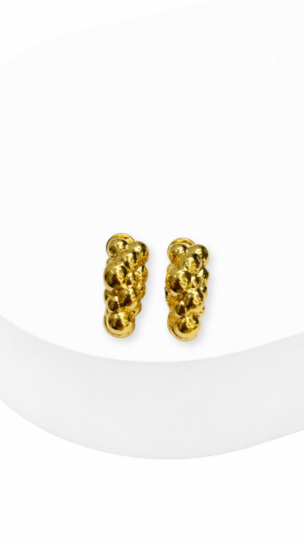Golden Bubble Bloom Clip Type Earrings