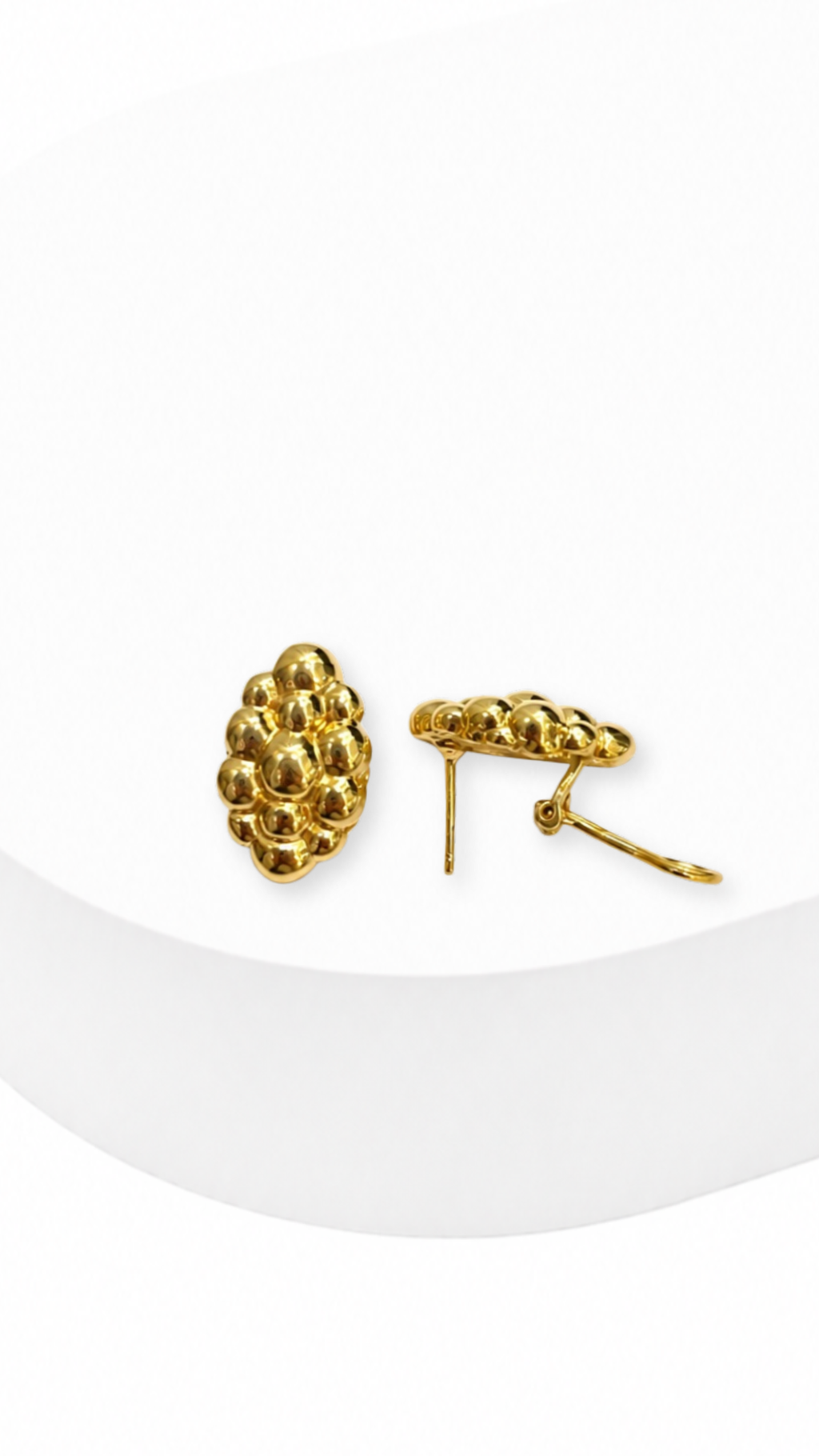 Golden Grape Cluster Clip Type Earrings