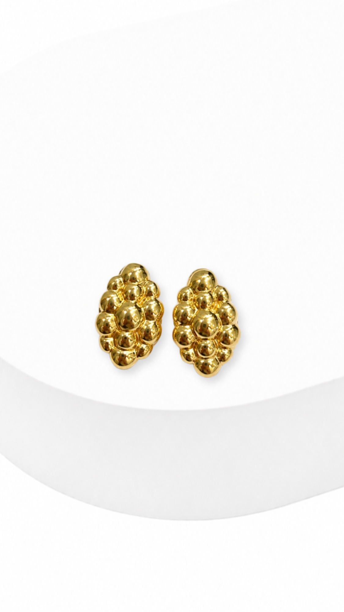 Golden Grape Cluster Clip Type Earrings