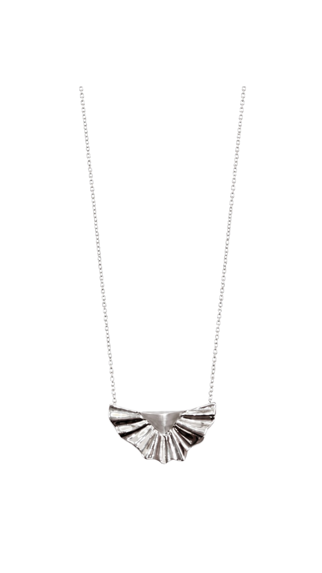 Half Sunburst Attached Pendant Necklace White Gold - Size 16 to Size 18