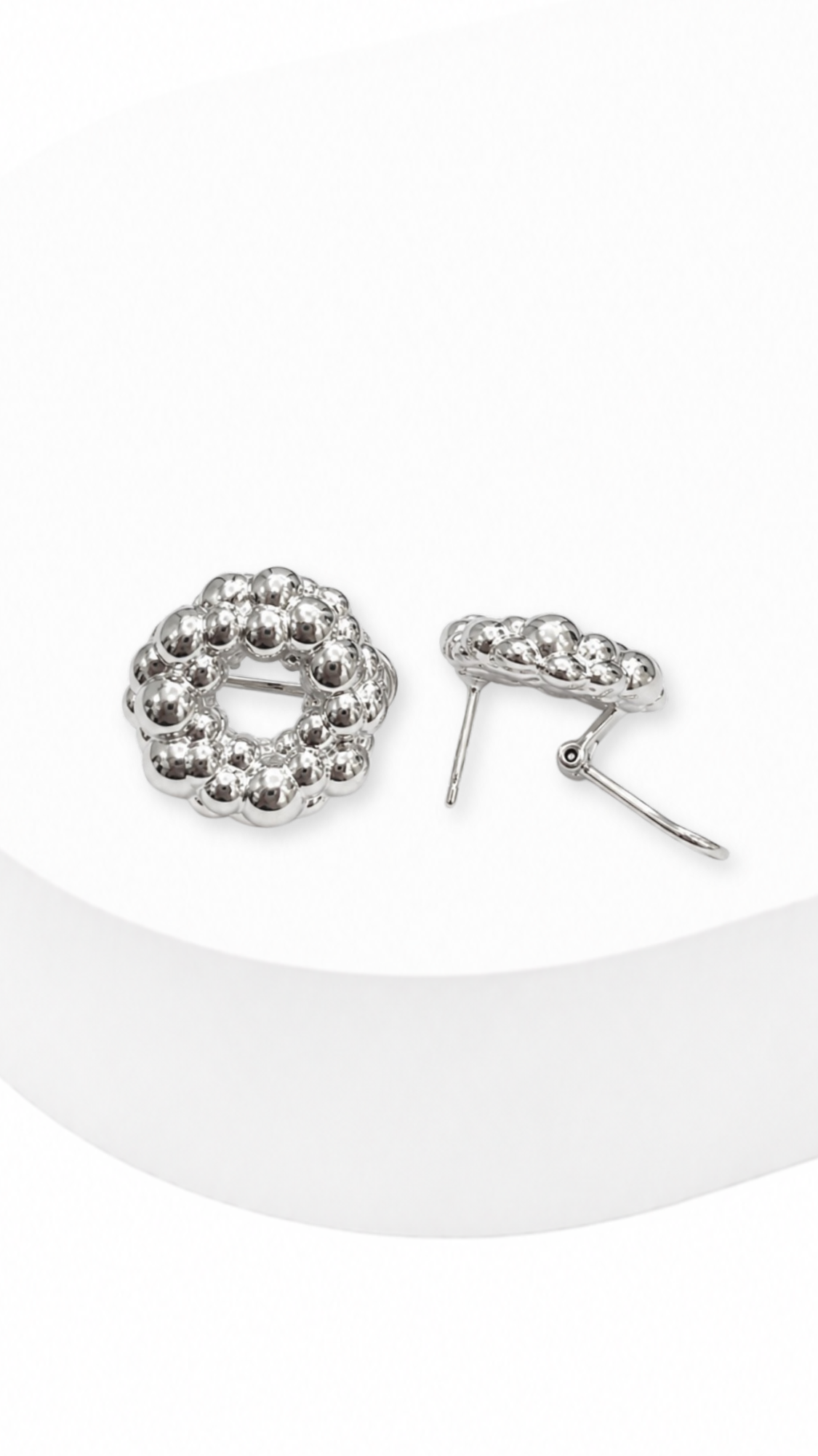 Halo Cluster Clip Type Earrings White Gold
