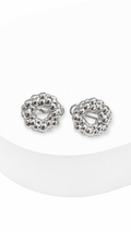 Halo Cluster Clip Type Earrings White Gold
