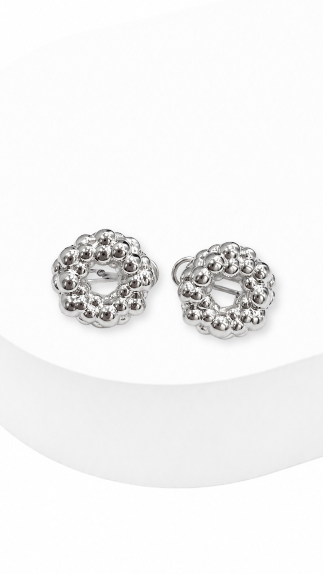 Halo Cluster Clip Type Earrings White Gold