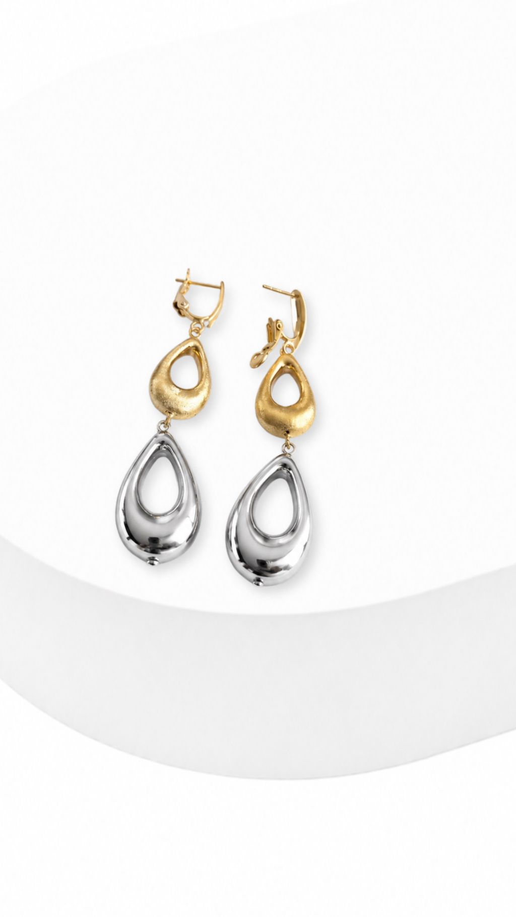 Harmony Drop Clip-Type Earrings Two-Toned