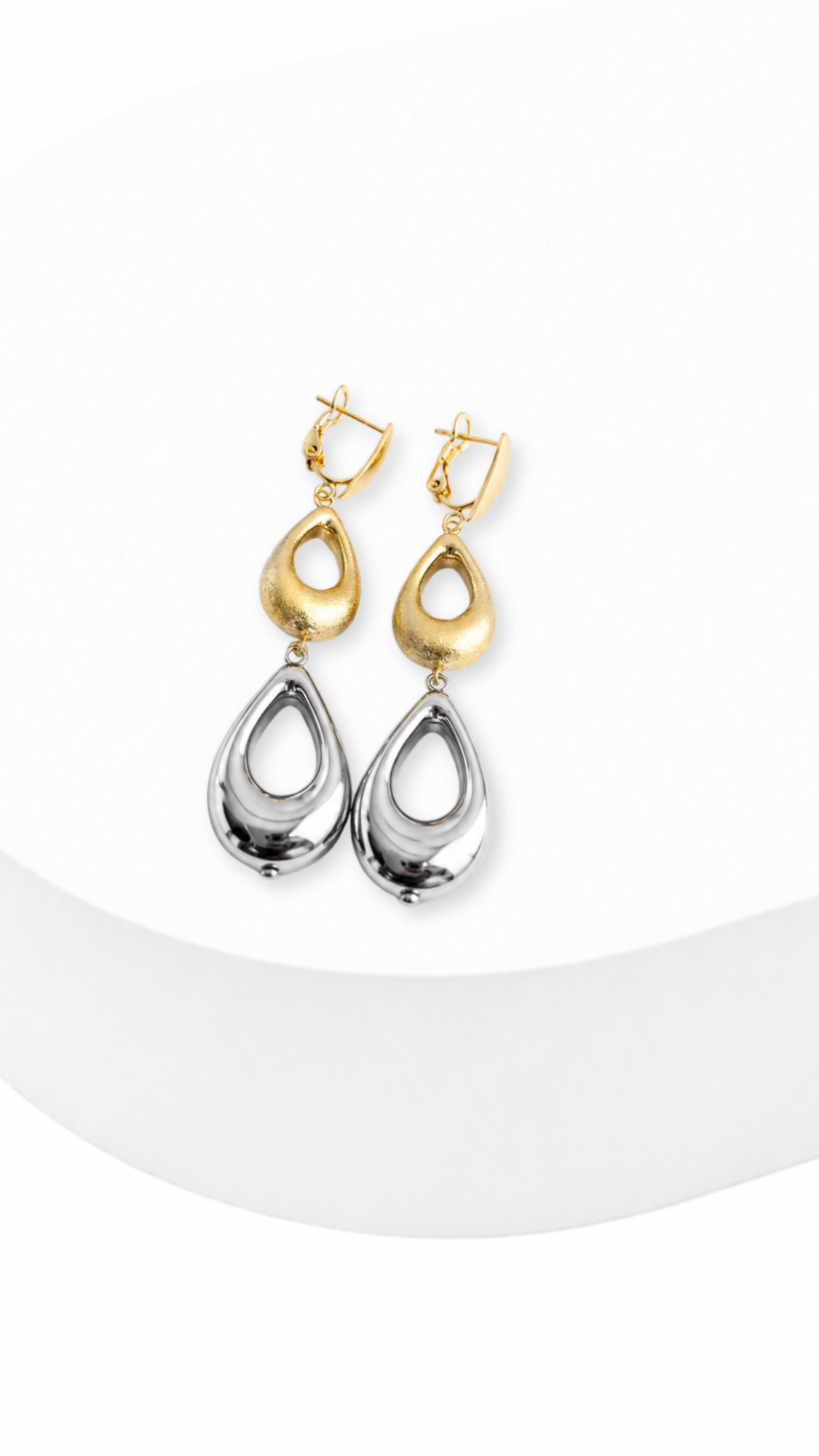 Harmony Drop Clip-Type Earrings Two-Toned