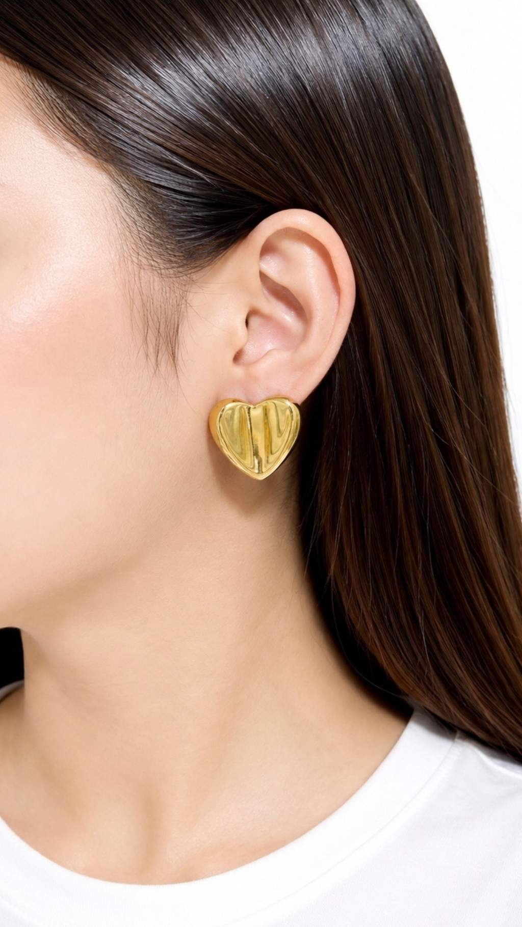 Puffed Heart Clip-On Huggie Earrings