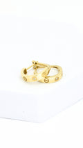 Love Hoop Earrings Clip-Type Lock With Stone Details