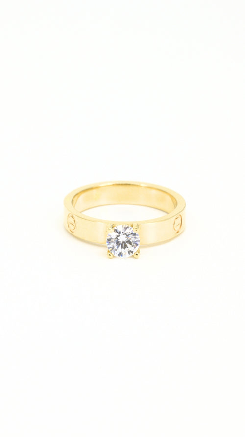 Love Solitaire Ring With Oval Zirconia - Size 8