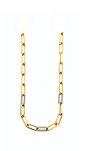 Paper Clip Link Necklace With Stones - Size 18