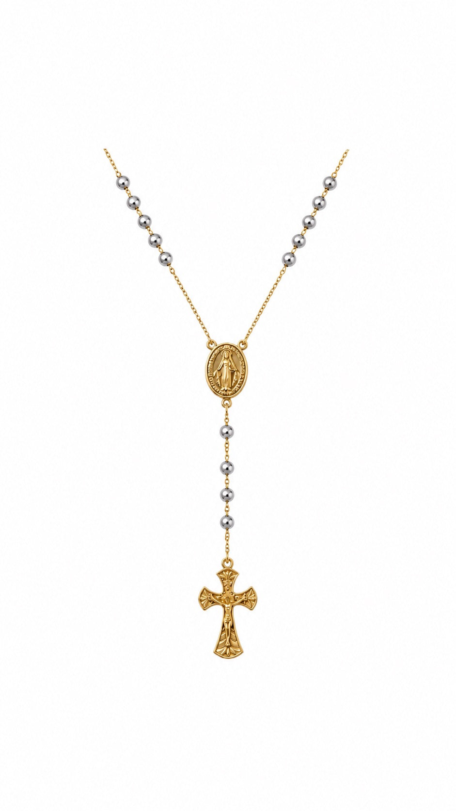 Rosary Necklace Two Tone - Size 22