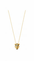 Panther Head With Black Enamel Design Necklace - Size 18