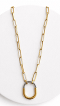 T Lock Necklace Two Tone 18"