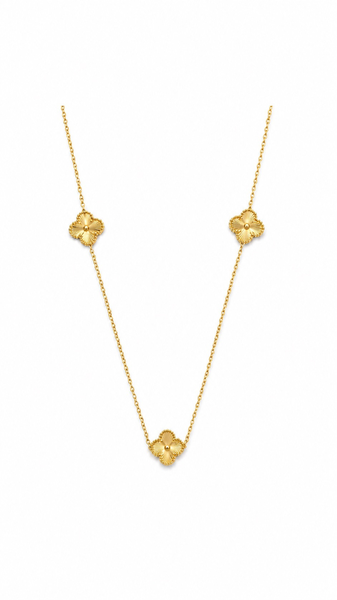 3 Four-Leaf Clover Necklace 18" 15mm