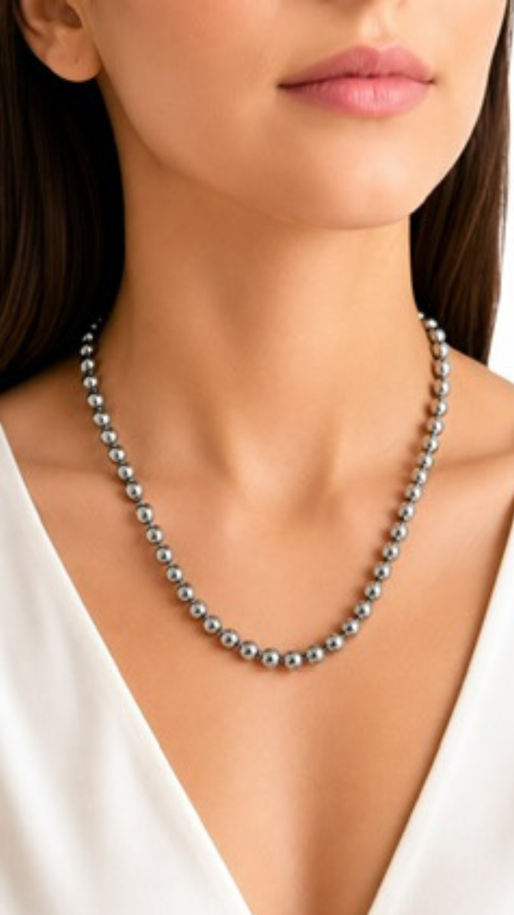 Bubble Necklace White Gold S18-S20 7mm