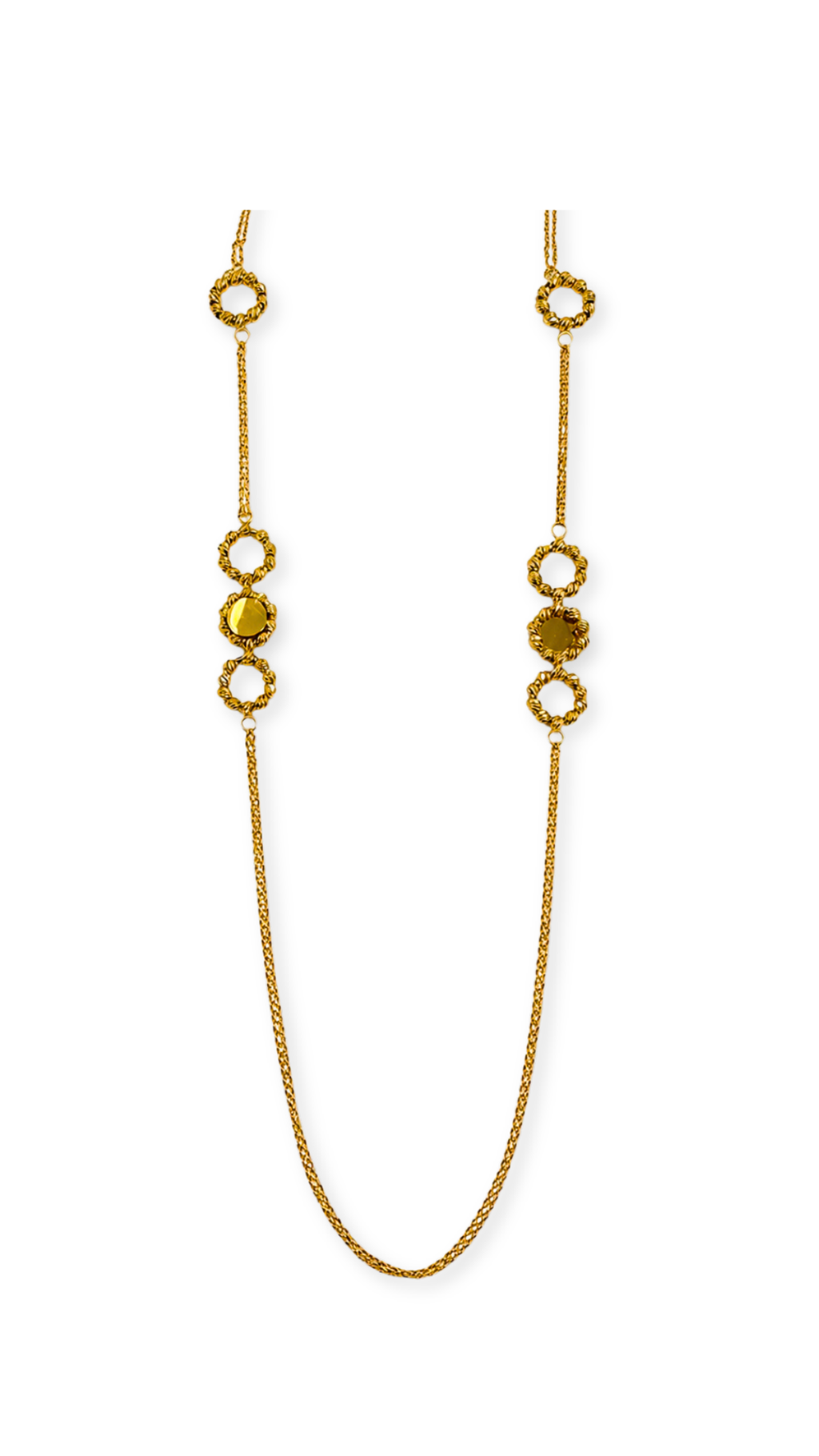 Double-Layer Rosette Long Necklace - Size 32"