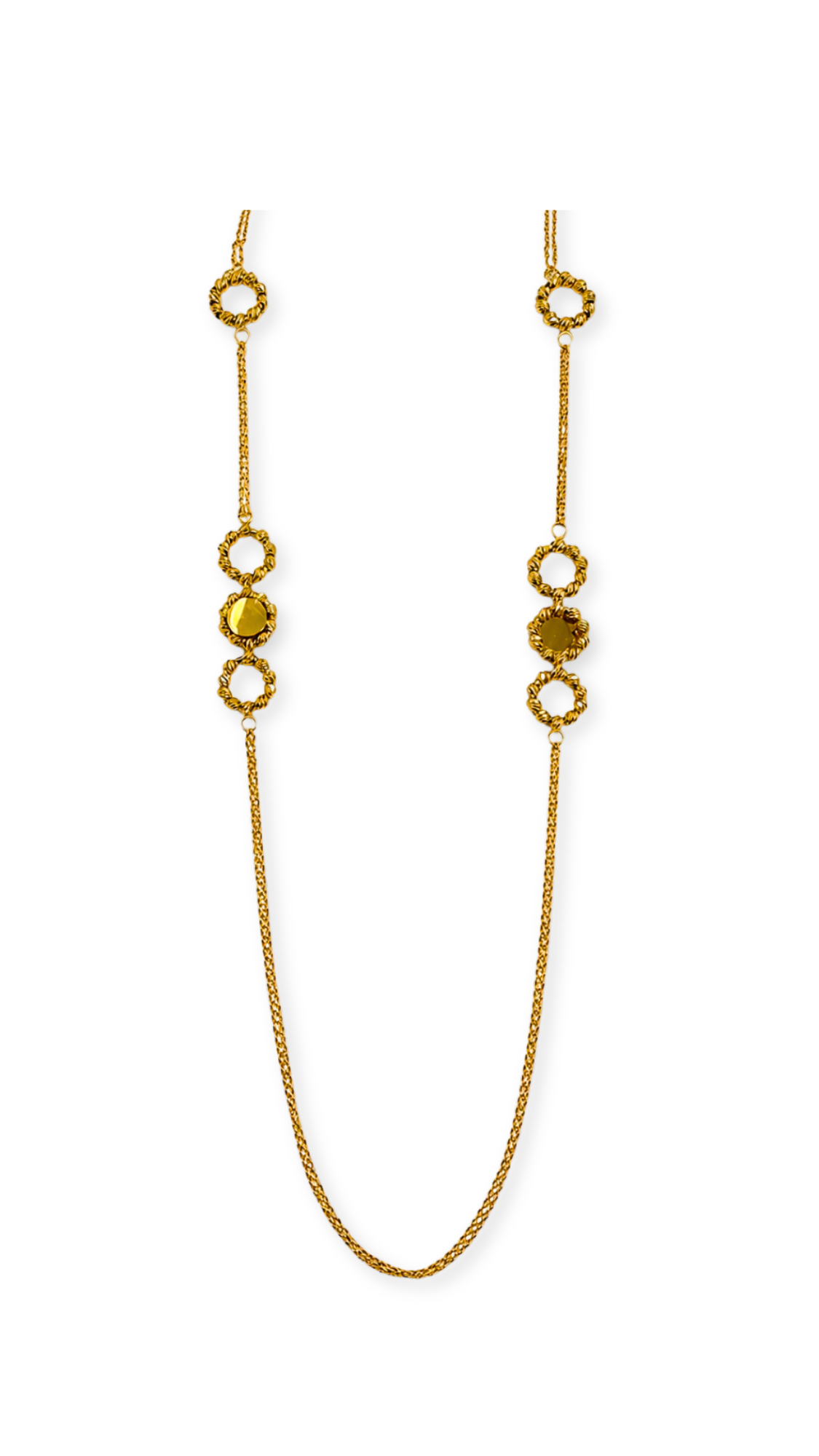 Double-Layer Rosette Long Necklace - Size 32"