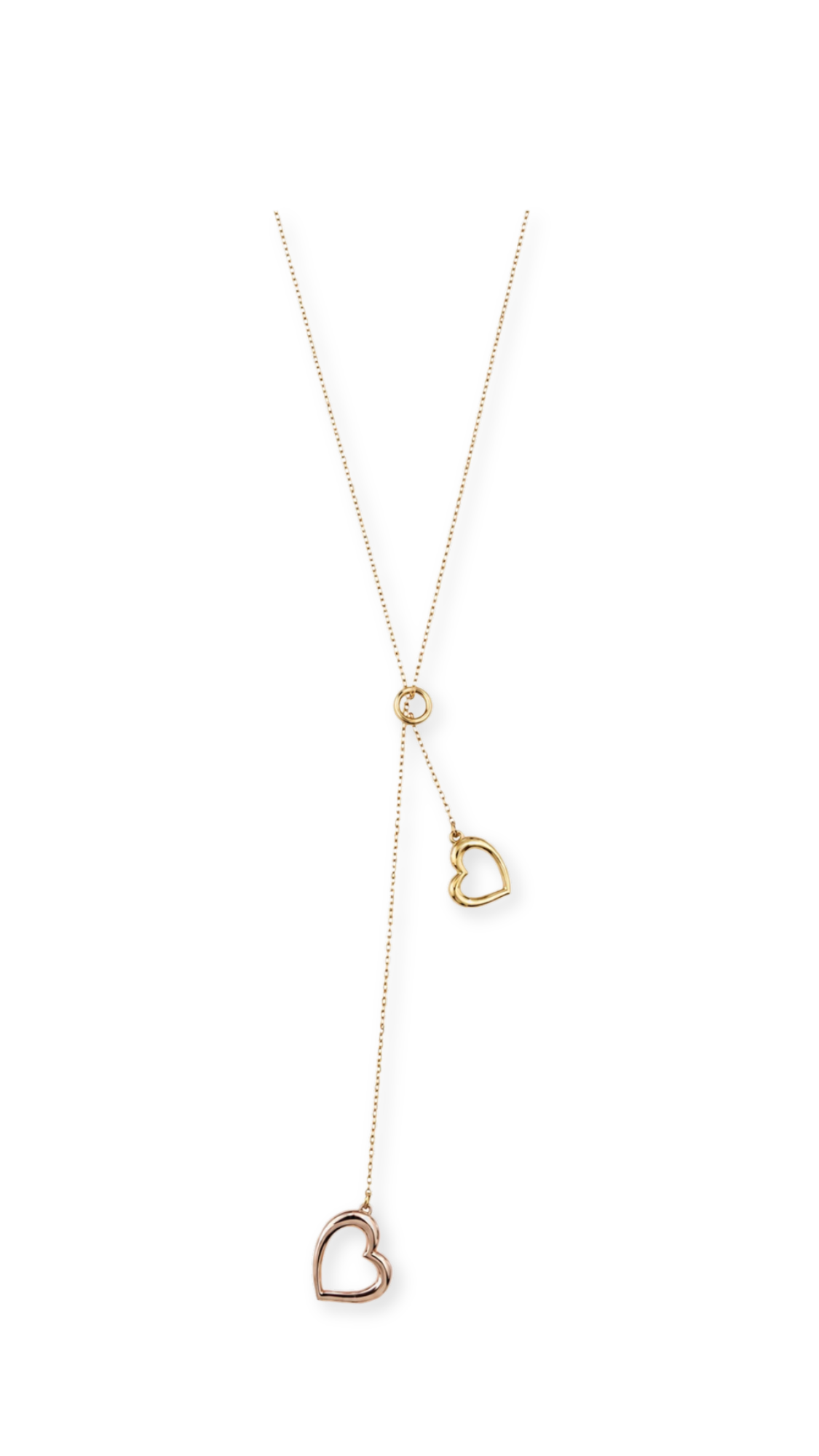 Heart Layered Necklace Two-Toned  - Size 18