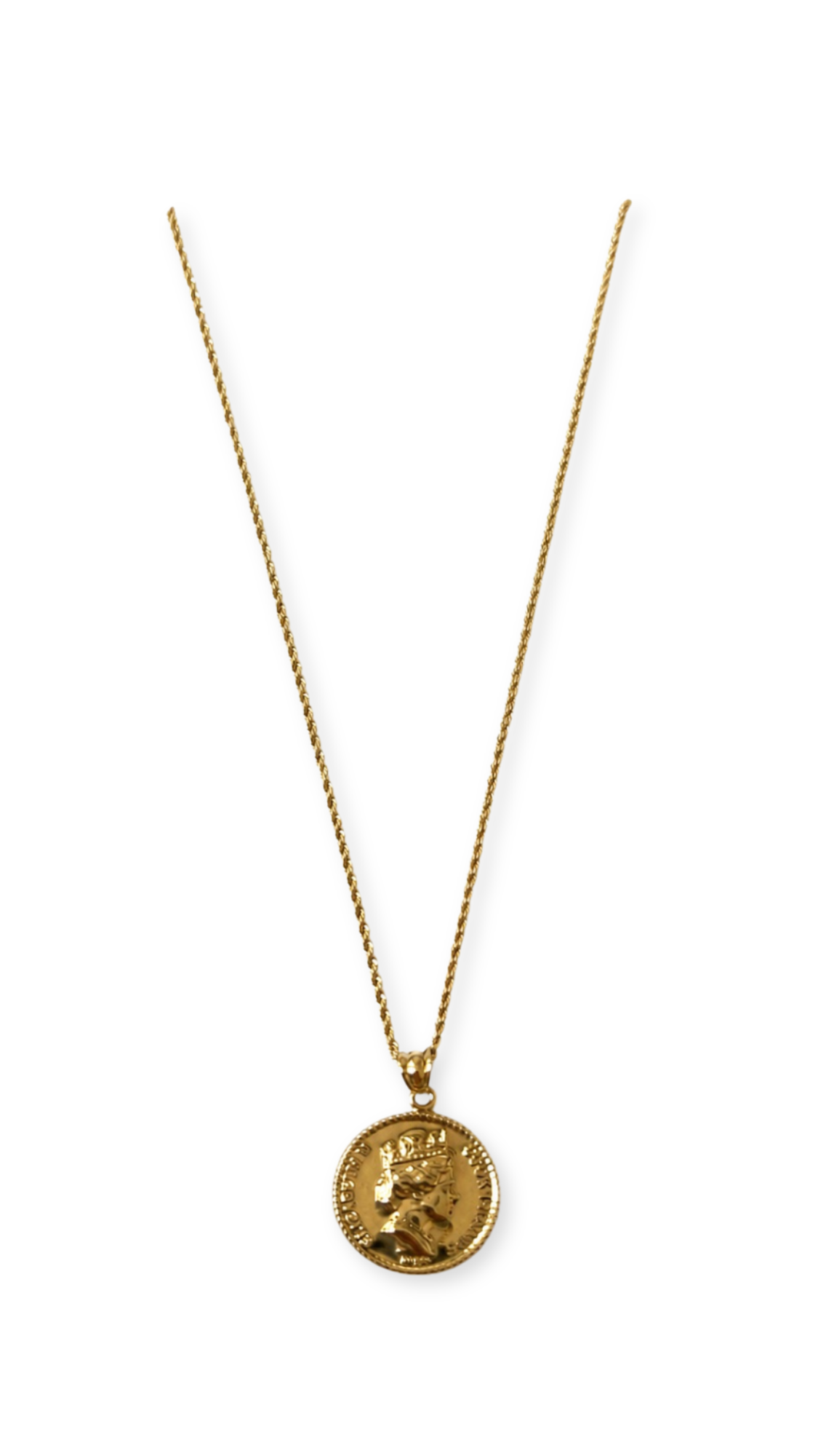 Rope Chain With Coin Pendant - Size 16