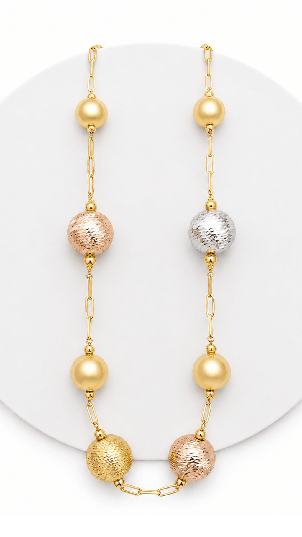 Station Ball Chain Necklace Tricolor