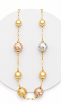 Station Ball Chain Necklace Tricolor