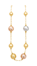 Station Ball Chain Necklace Tricolor 35.5"