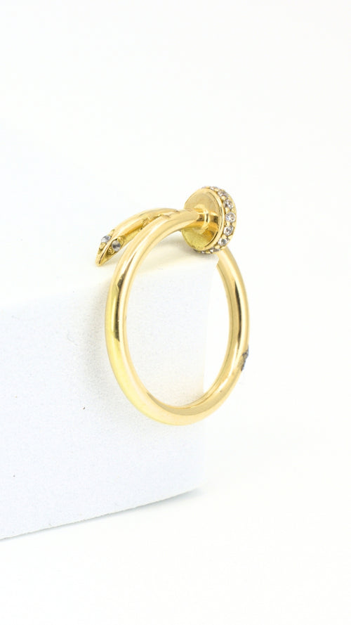 Nail Ring With Stones - Size 6
