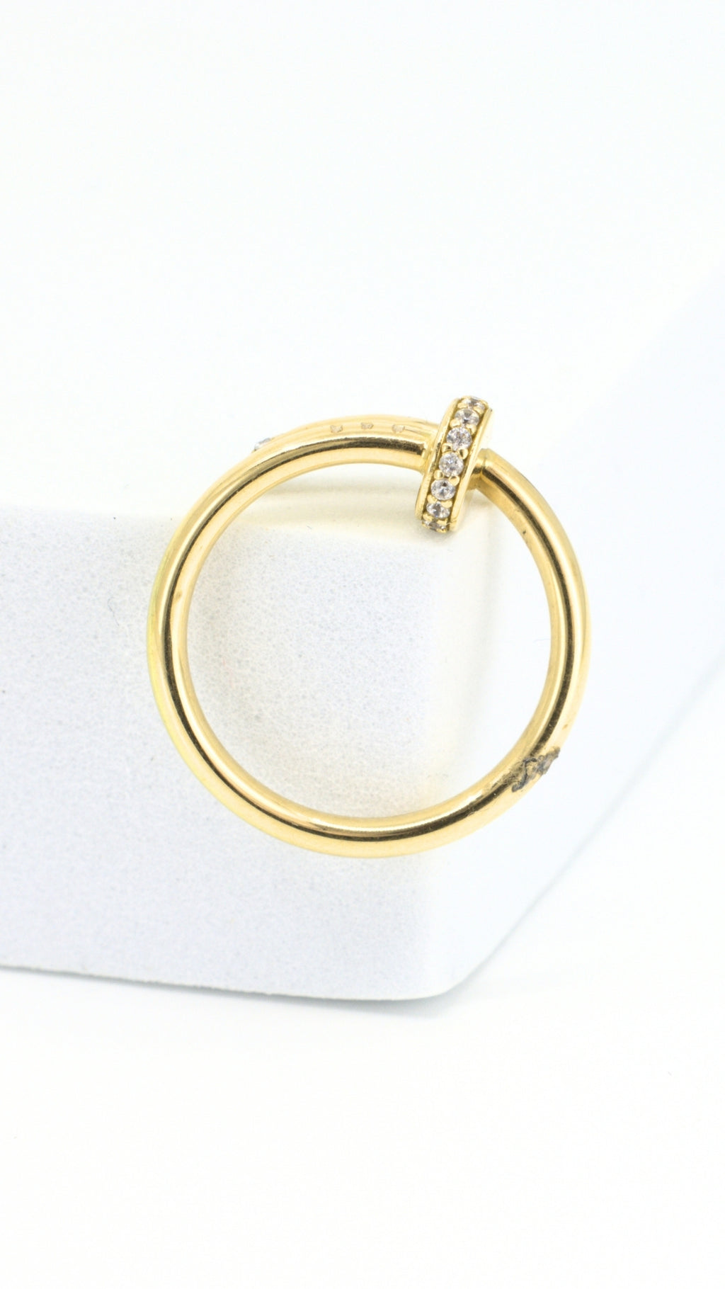 Nail Ring With Stones - Size 6.5